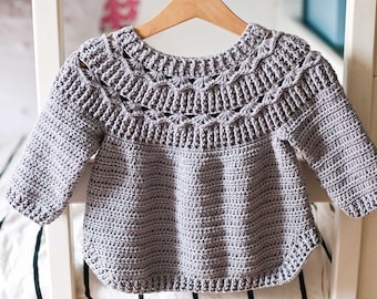 Crochet PATTERN  - Ester Sweater (child sizes 6-12m up to 9-10y) (English only)