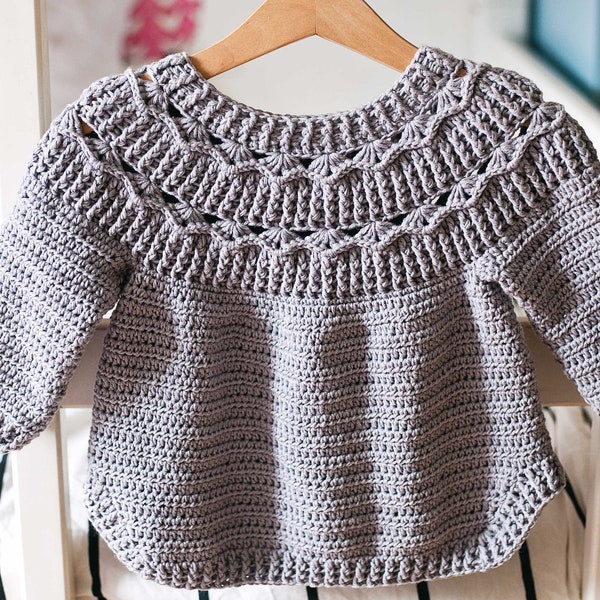 Crochet PATTERN  - Ester Sweater (child sizes 6-12m up to 9-10y) (English only)