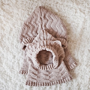 Bonnet au crochet MOTIF - Capuche à capuche chat sable (bébé à adulte) (en anglais uniquement)