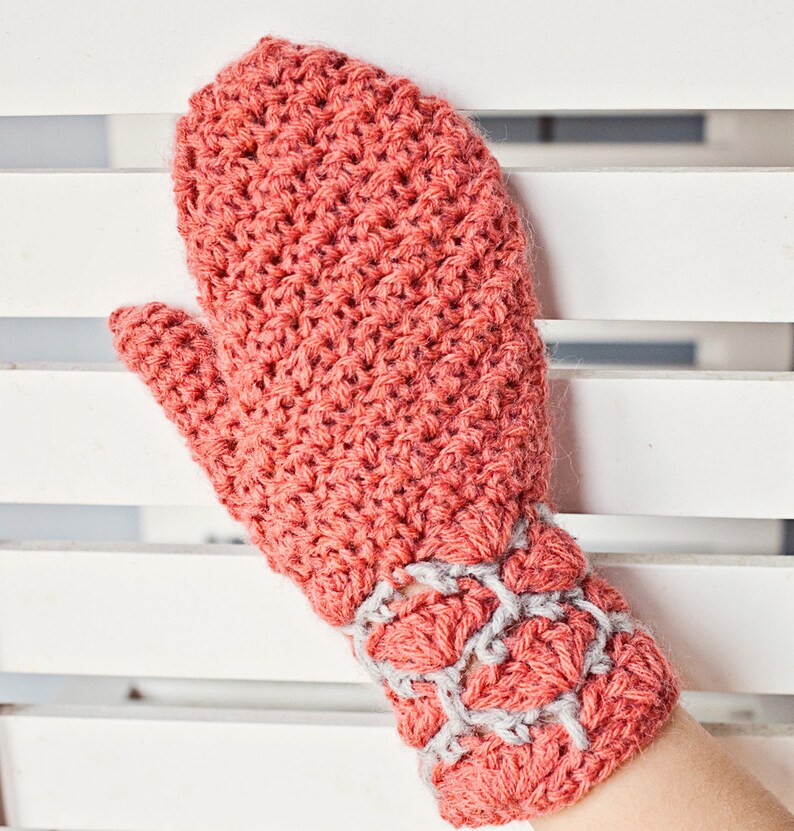 Crochet PATTERN Homeycomb Mittens adult, child and toddler sizes included English only image 2