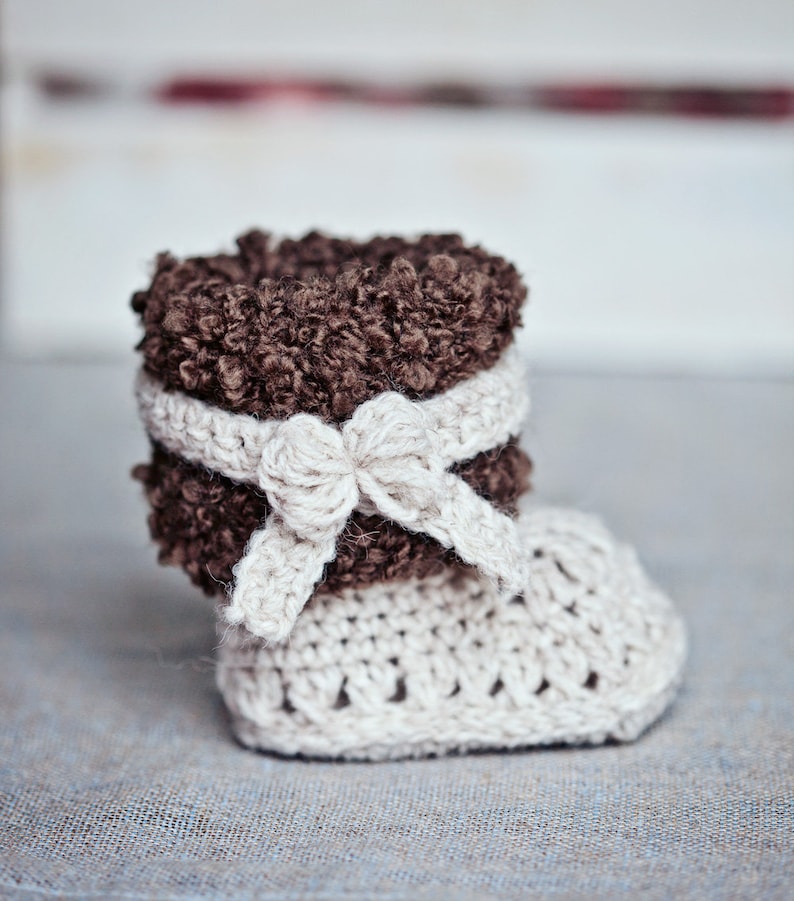 Crochet PATTERN for baby booties Faux Fur Boots English only image 5