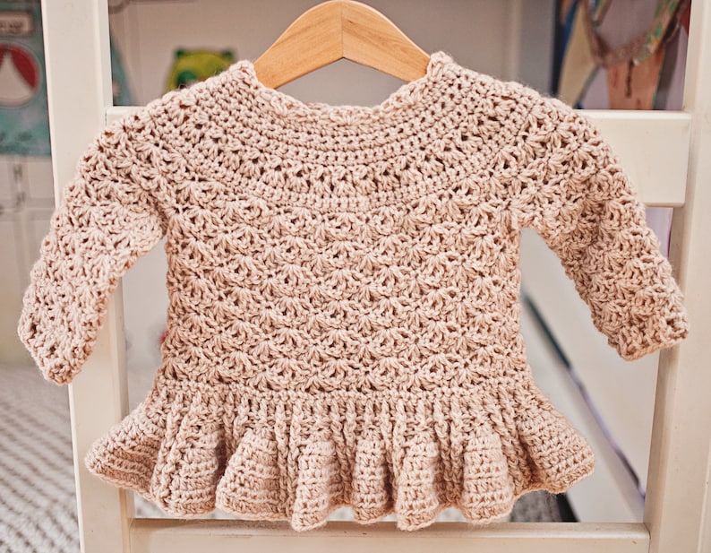 Crochet PATTERN Soft Wool Peplum Cardigan sizes baby up to 8 years English only image 4