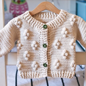 Crochet PATTERN Cotton Flower Cardigan sizes from 1-2y up to 10y English only image 1