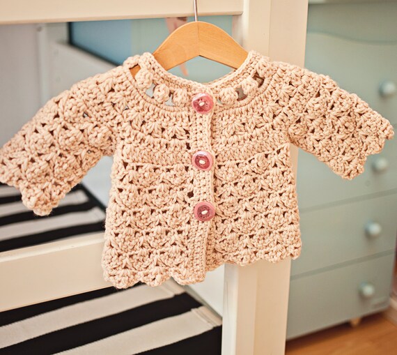Crochet Pattern Fun Shell And Cluster Cardigan Sizes Baby Etsy