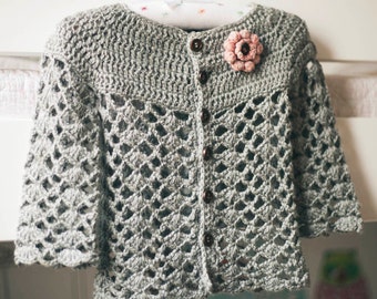 Crochet PATTERN Sweet Little Cardigan baby and toddler sizes English only