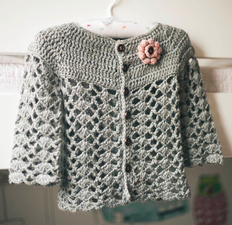 Crochet Cardigan PATTERN Sweet Little Cardigan sizes 0-6m,6-12m,1-2y,3-4y English only image 4