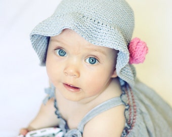 Crochet hat PATTERN - Simple Flower Sun Hat (baby to adult) (English only)