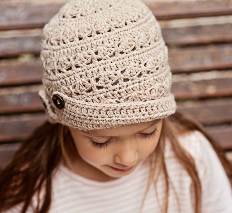 Crochet PATTERN Buttoned Brim Hat baby to adult English only image 5