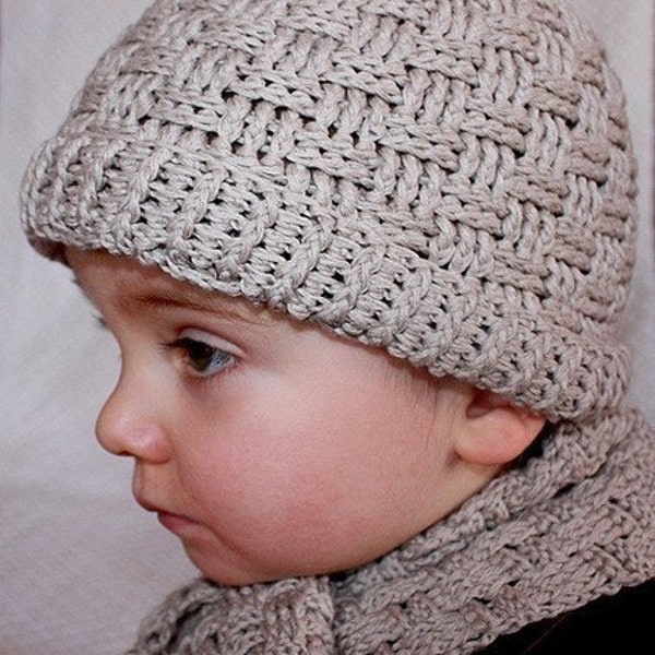 PATRÓN DE GANCHILLO - Gorro y bufanda de niño tejido a crochet (Solo en inglés)