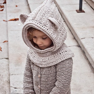 Crochet hat PATTERN Polar Bear Hooded Cowl baby to adult English only image 1