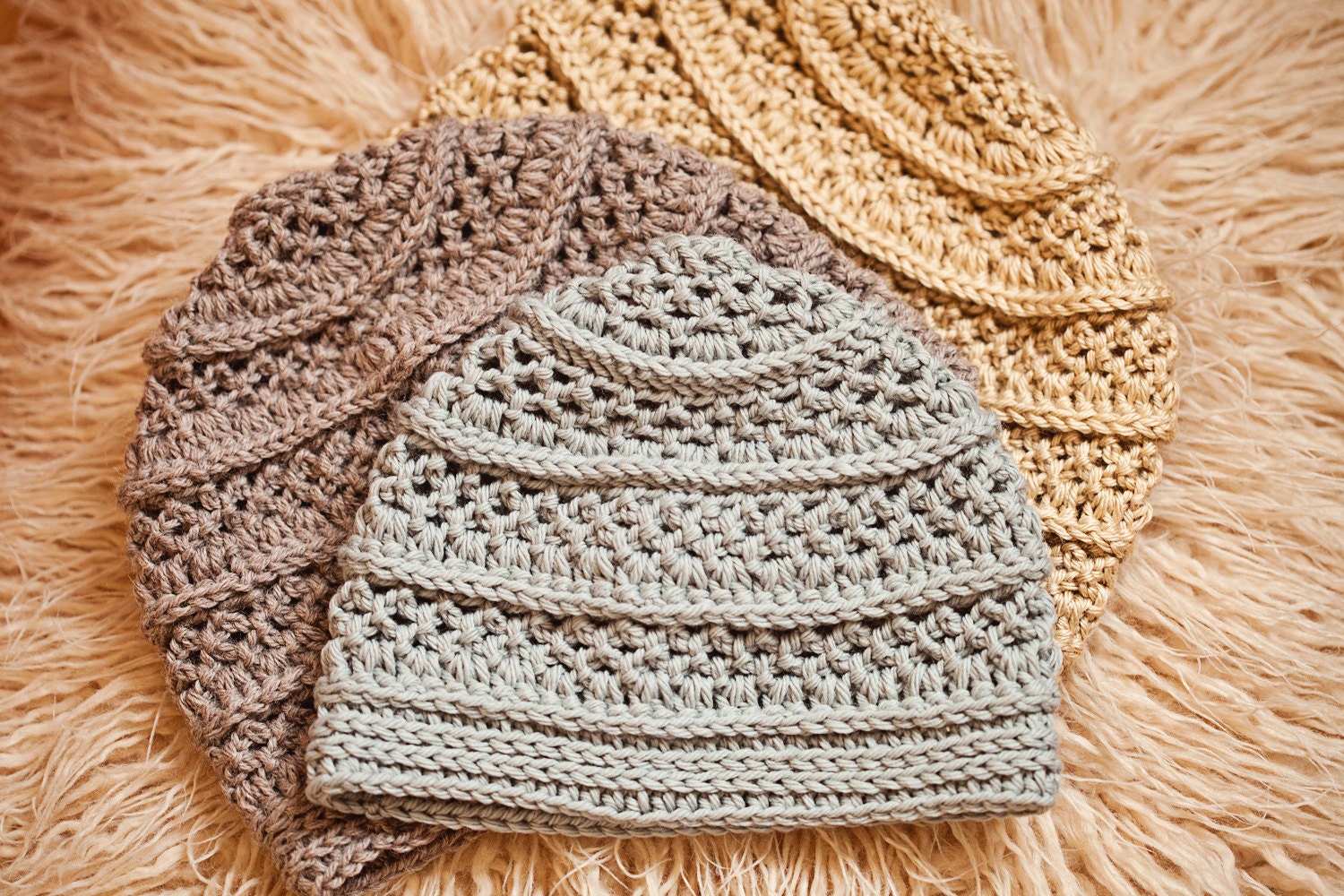 Crochet Hat PATTERN Textured Beanie 