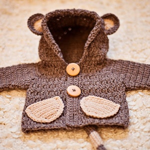 Crochet PATTERN Monkey Hooded Cardigan sizes baby up to 8 years English only image 4