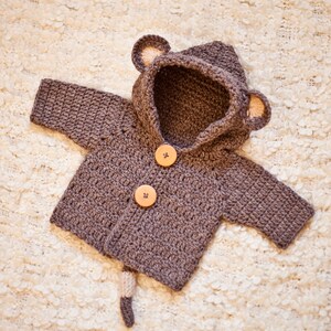 Crochet PATTERN Monkey Hooded Cardigan sizes baby up to 8 years English only image 5