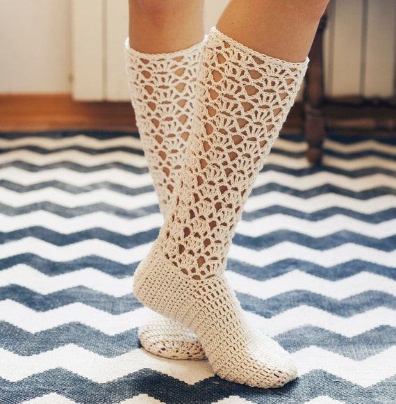 Crochet PATTERN Ladies Lace Socks english Only - Etsy