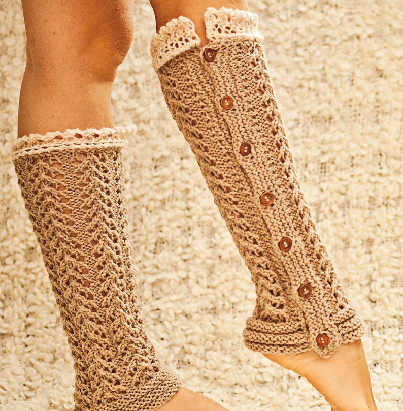Knitting Pattern Knit Lace Leg Warmers english Only Etsy