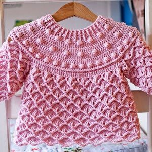 Crochet PATTERN  - Pink Sorbet Sweater (child sizes 6-12m up to 9-10years) (English only)