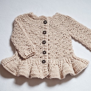 Crochet PATTERN Soft Wool Peplum Cardigan sizes baby up to 8 years English only image 3