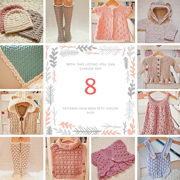 Pattern Package - choose any 8 crochet patterns (English only)