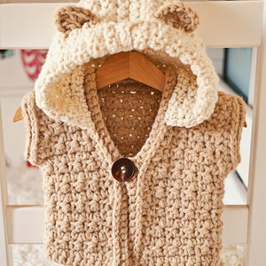 Crochet PATTERN Super Bulky Hooded Vest sizes baby up to 12 years English only imagem 4