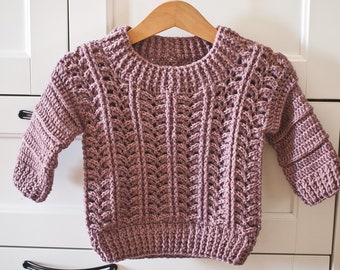 Crochet PATTERN  - Chevron Sweater (child sizes from 0-6m up to 9-10years) (English only)