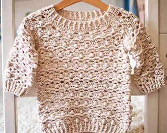 Crochet PATTERN Pink Powder Sweater child Sizes 6-12m up to 9-10years  english Only 