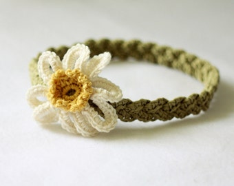 Crochet PATTERN - Daisy Braided Headband (sizes - baby to adult) (English only)