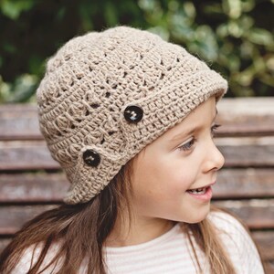 Crochet PATTERN Buttoned Brim Hat baby to adult English only image 2