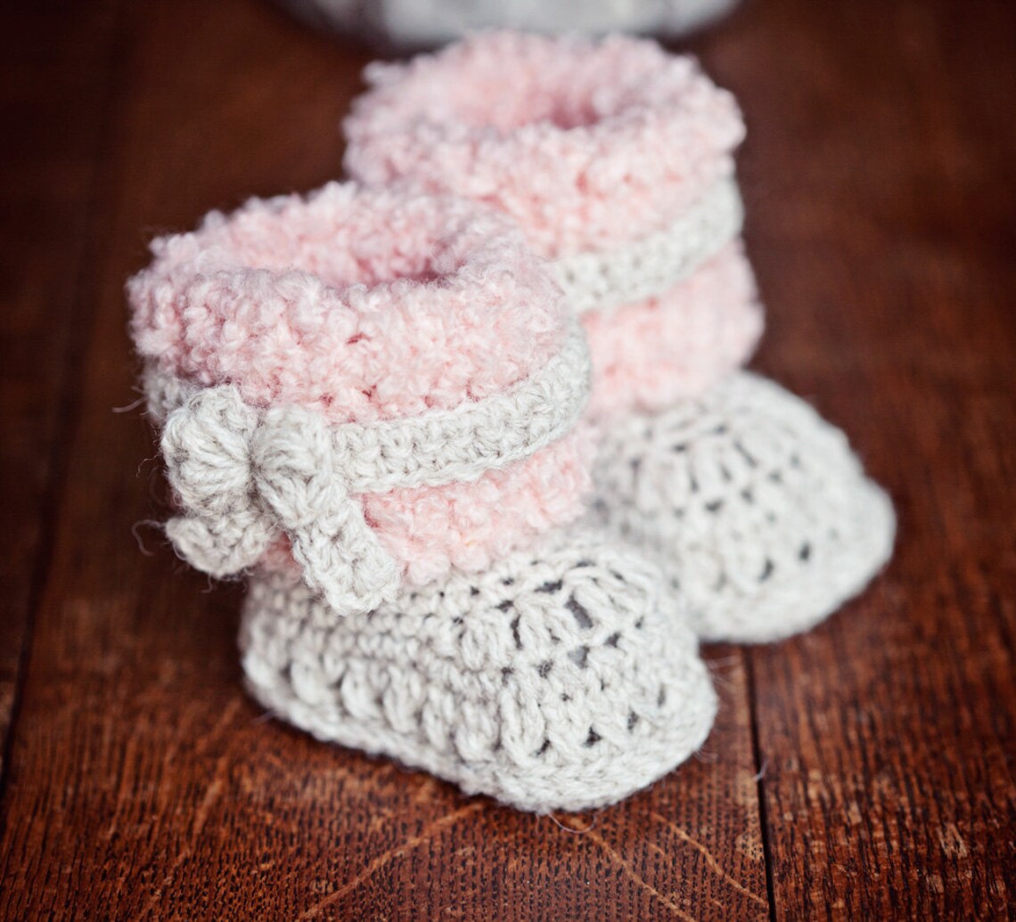 Crochet PATTERN for Baby Booties Faux Fur Boots english - Etsy