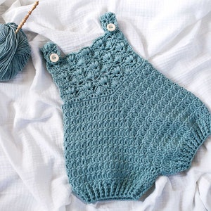 Crochet PATTERN  - Gemma Romper (sizes 0-3, 6-9, 12-18 and 18-24 months) (English only)