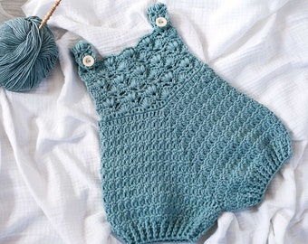 Crochet PATTERN  - Gemma Romper (sizes 0-3, 6-9, 9-12 and 12-18 months) (English only)