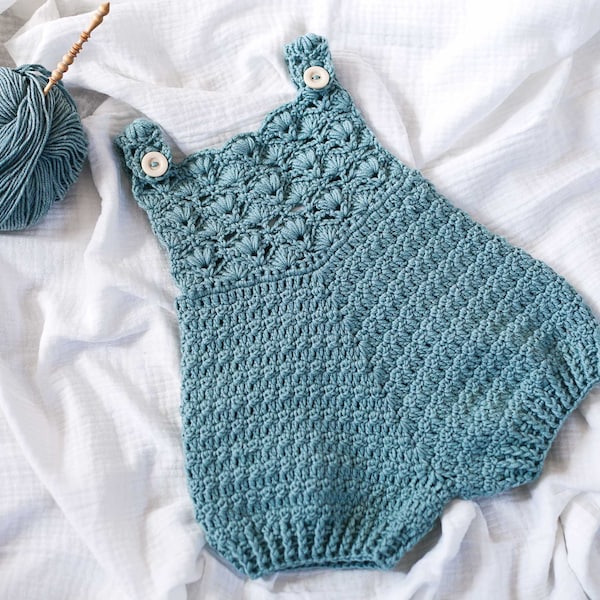 Crochet PATTERN  - Gemma Romper (sizes 0-3, 6-9, 9-12 and 12-18 months) (English only)