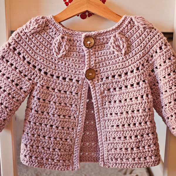 PATRON au crochet - Cardigan Falling Leaves (tailles bébé jusqu'à 8 ans) (en anglais seulement)