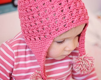 Crochet PATTERN - Miracle Earflap Hat (baby, toddler, child sizes) (English only)