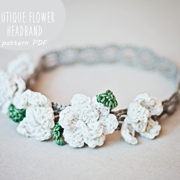 Crochet PATTERN  - Boutique Flower Headband (sizes - baby to adult) (English only)