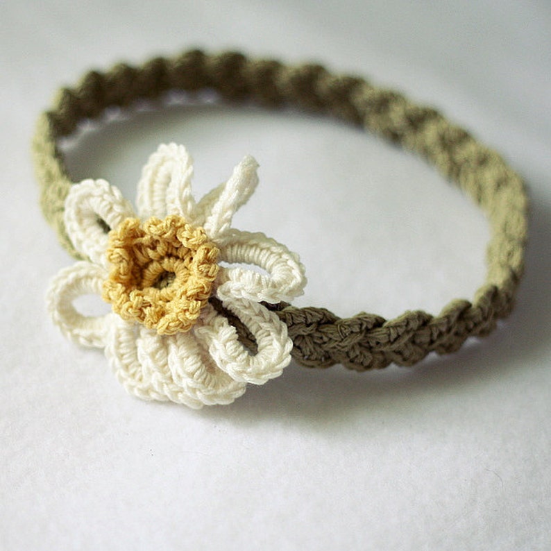 Crochet PATTERN Daisy Braided Headband sizes Baby to Etsy