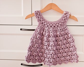 PATRON Vestido a crochet - Vestido Candytuft (tallas hasta 8 años) (solo en inglés)