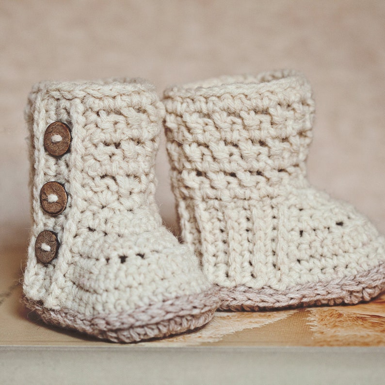 Baby Booties Crochet PATTERN Polar Buttoned Boots English only image 5