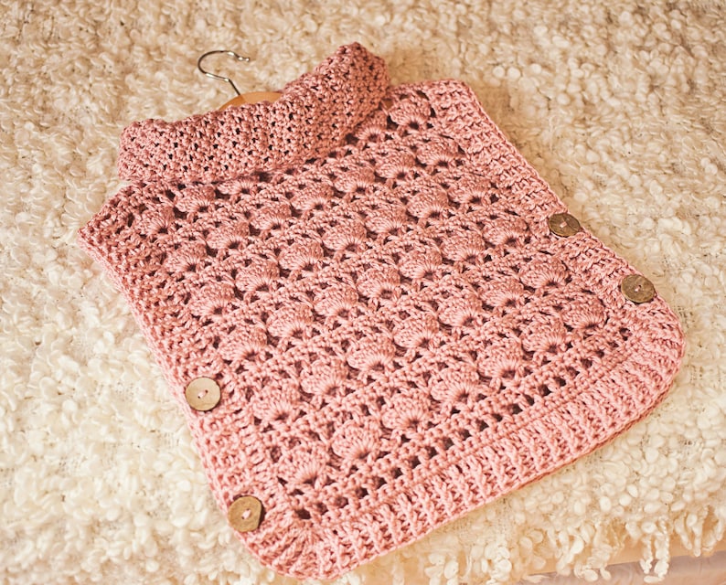 Crochet PATTERN Rose Poncho Pullover tailles from 1-2y up to Adult XL Anglais seulement image 4