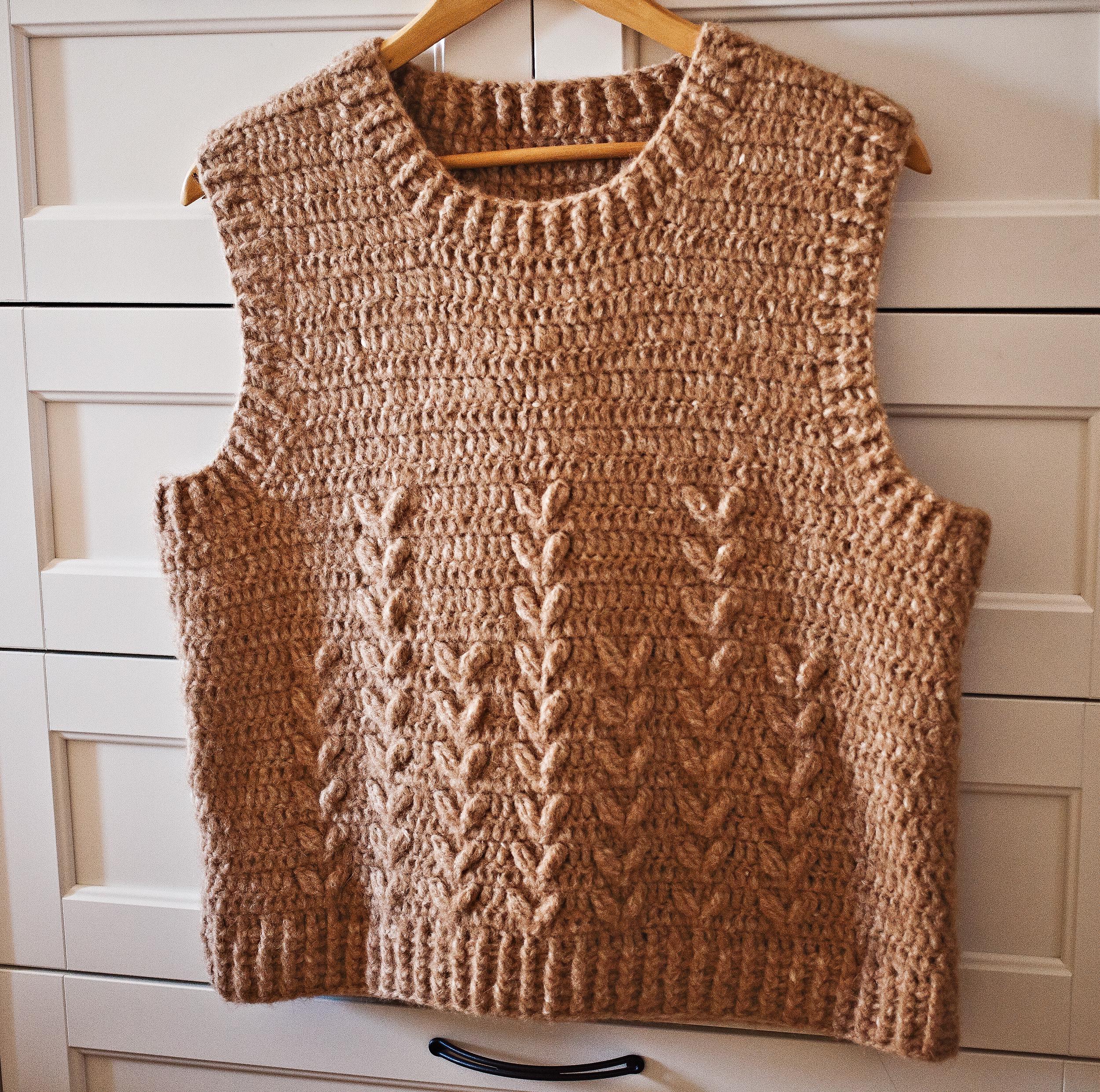 Gilet Sans Manches Tricoté Main En Laine Mélangée - Taille 38, Couleur Crème, Occasion TBE
