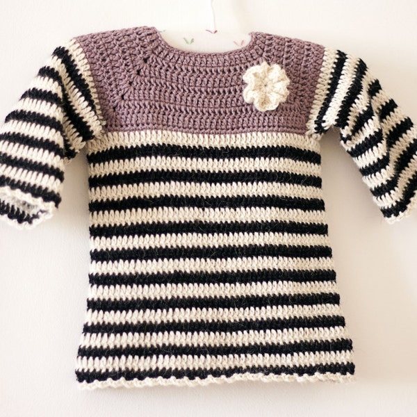 Crochet PATTERN  - Striped Tunic Dress (sizes up to 4 years) (English only)