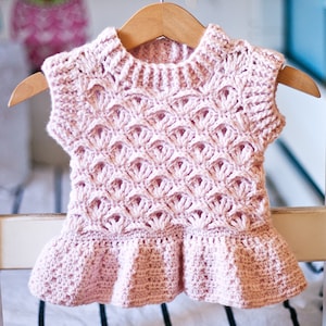 Crochet PATTERN - Ruffle Peplum Vest (sizes from 6-12m up to 9-10 years) (English only)