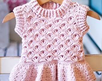 Crochet PATTERN - Ruffle Peplum Vest (sizes from 6-12m up to 9-10 years) (English only)