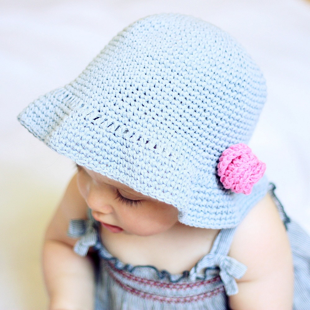 Crochet Hat PATTERN - Simple Flower Sun Hat (baby to Adult) (english ...