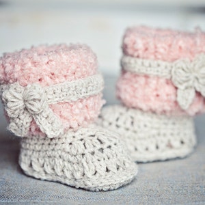 Crochet PATTERN for baby booties Faux Fur Boots English only image 3