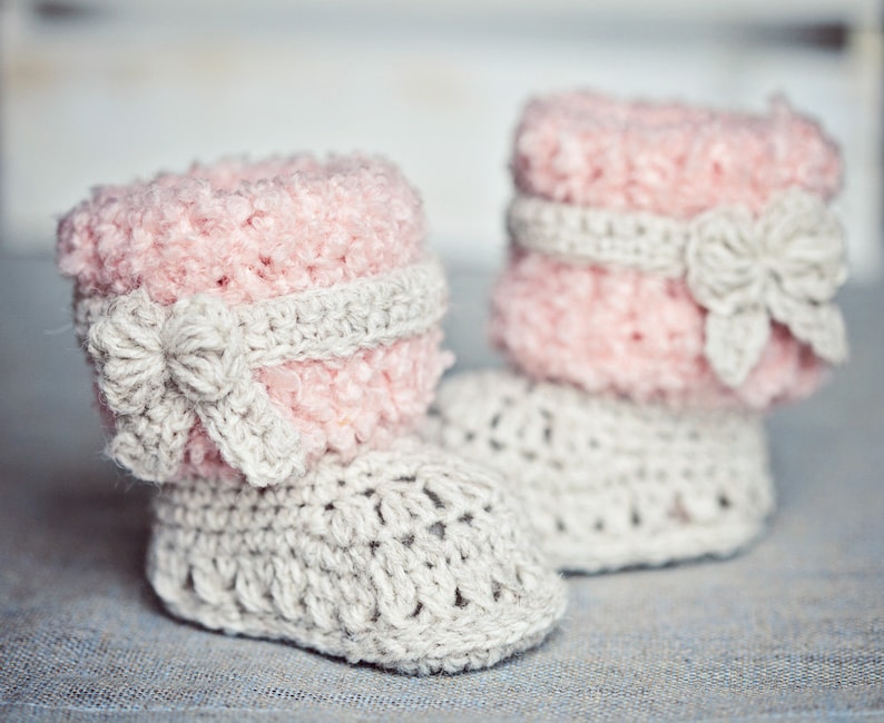 Crochet PATTERN for baby booties Faux Fur Boots English only image 3