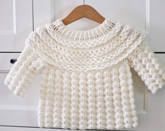 Crochet PATTERN  - Ruffle Sweater (child sizes 6-12m up to 9-10y) (English only)