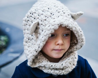 Crochet hat PATTERN  - Hooded Cowl (baby to adult) (English only)