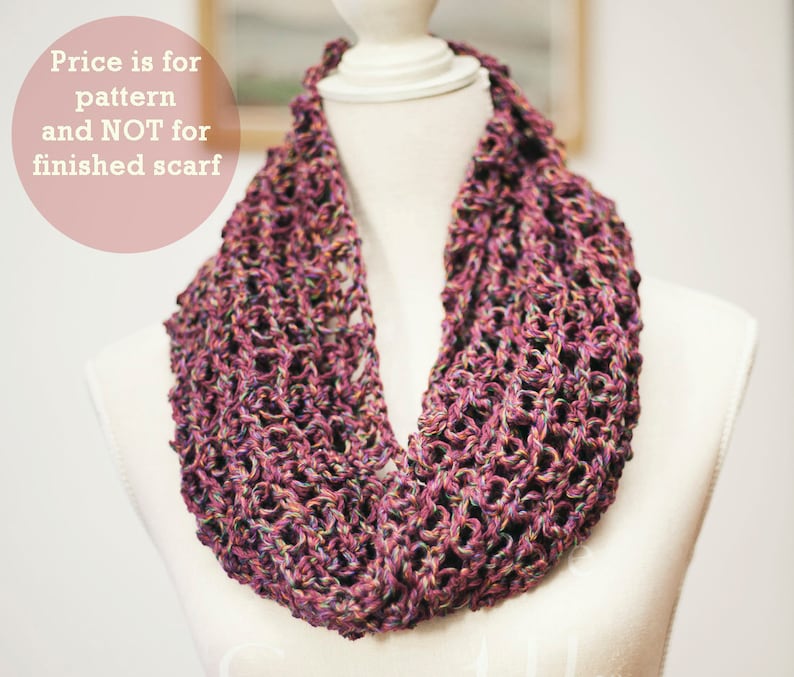 Scarf Crochet PATTERN Solomon's knot scarf English only image 1