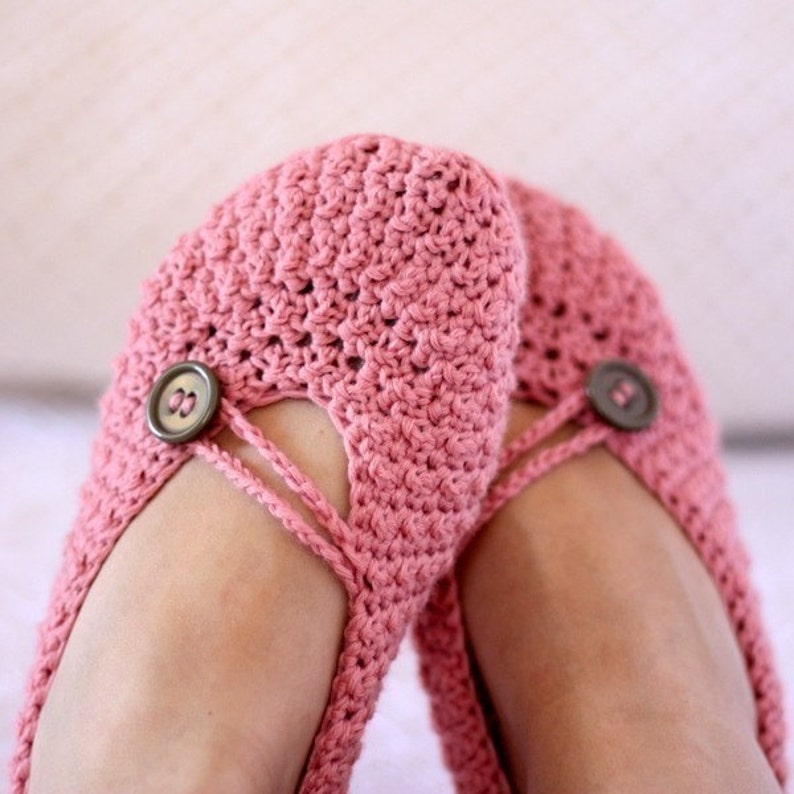 Crochet PATTERN Pretty in Pink Ladies Slippers English only image 2