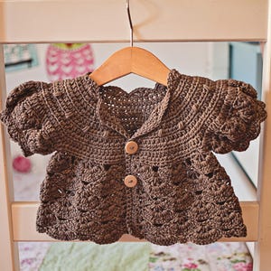 Crochet PATTERN Puff Sleeve Shrug Cardigan sizes baby up to 8 years English only image 5